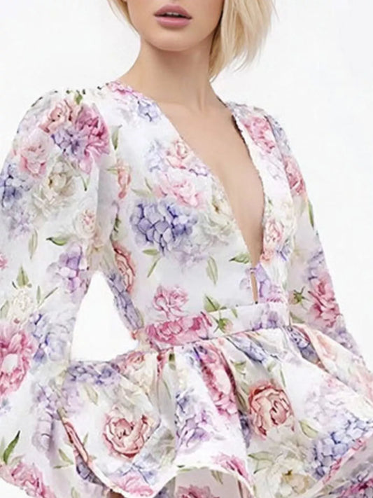 Floral Print Ruffle Layered Mini Dress image 2