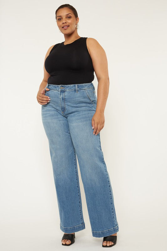 Plus High Rise Trouser Wide Leg Jeans image 2