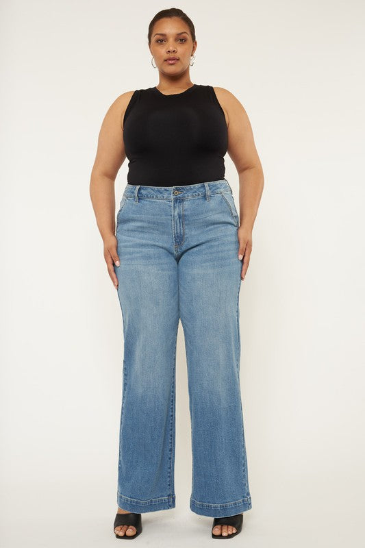 Plus High Rise Trouser Wide Leg Jeans image 3