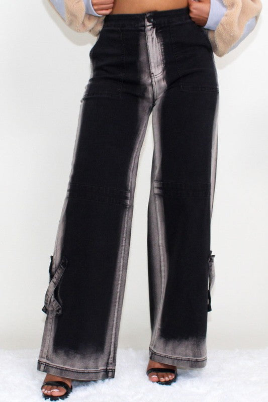 Black Washed Denim Jeans image 2