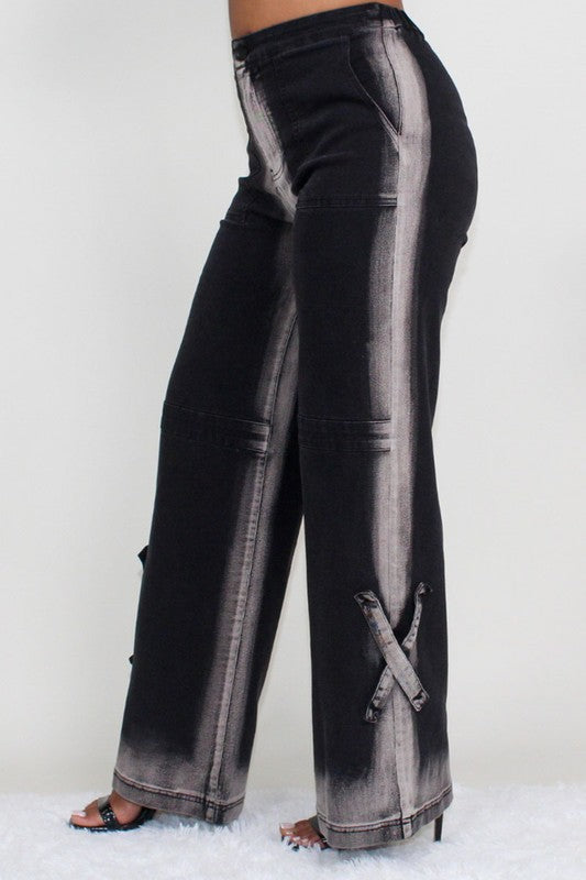 Black Washed Denim Jeans image 3