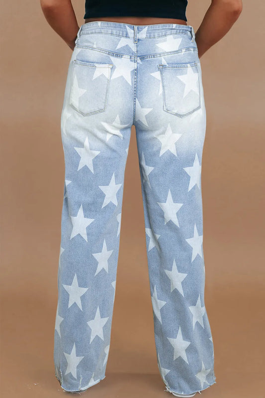 Plus Size Star Straight Leg Jeans with Pockets image 2