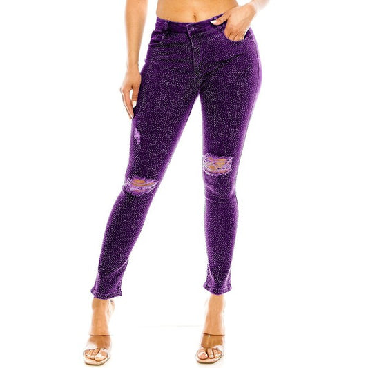 Bling Chip Rhinestone Denim Pants image 2