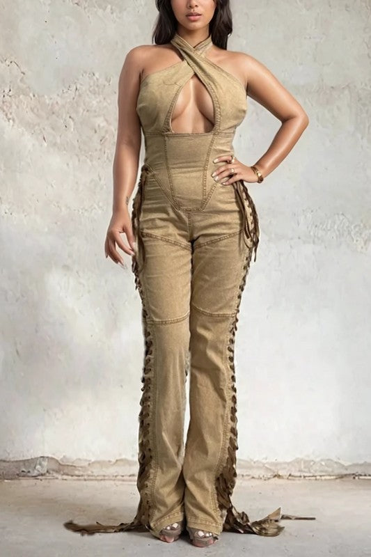 PLUS SIZE SADDLE BLAZE JUMPSUIT image 3