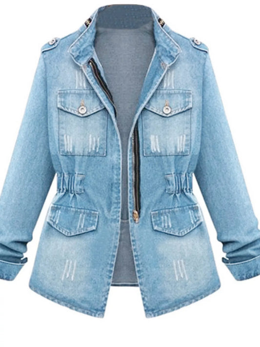 Double Pocket Zip Up Denim Jacket image 3