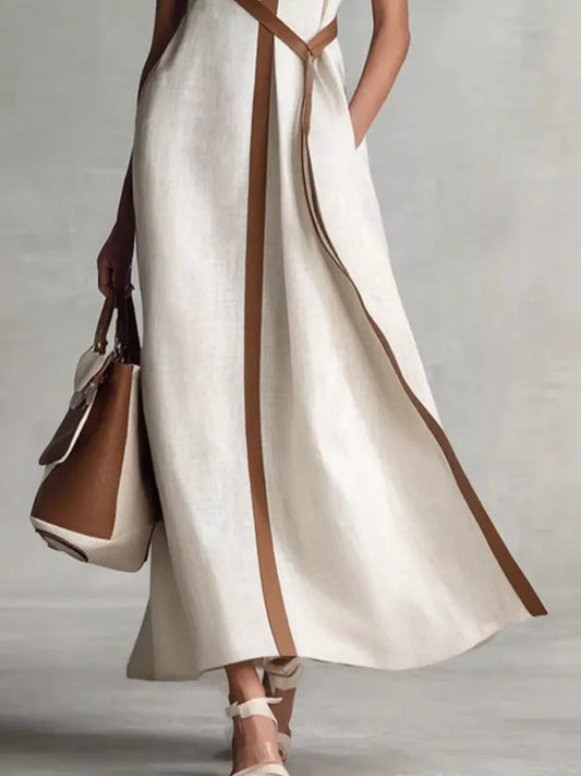 Contrast Trim Sleeveless Maxi Dress image 2