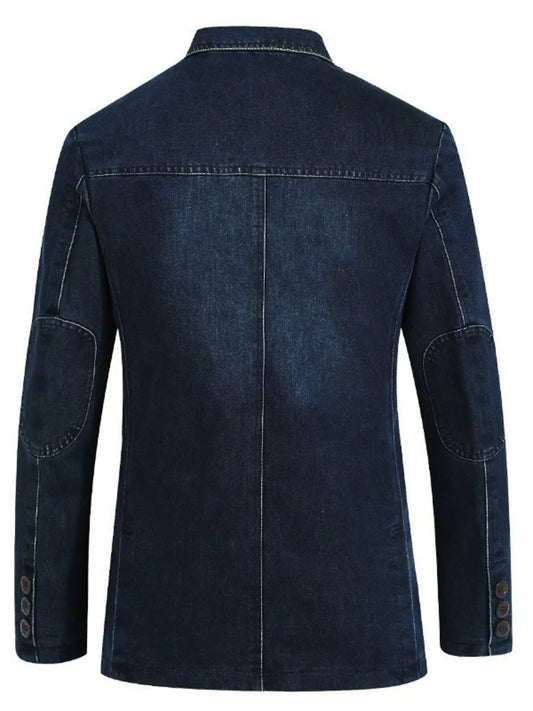 Men's Single-Breasted Denim Blazer Jacket image 3