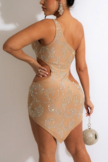 Sparkling Rhinestone One-Shoulder Cutout Mini Dress image 2