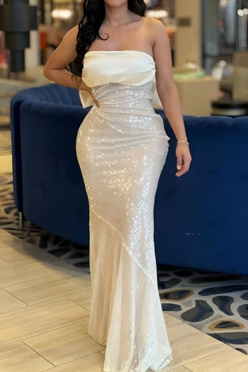 Satin Bow Sequin Maxi Dress image 3