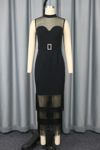 Tassel and Flow Rhinestone Buckle Midi Dress image 3