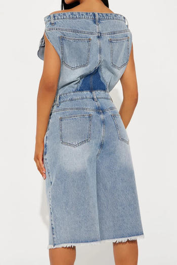 Chic Off-Shoulder Reverse Denim Playsuit image 3