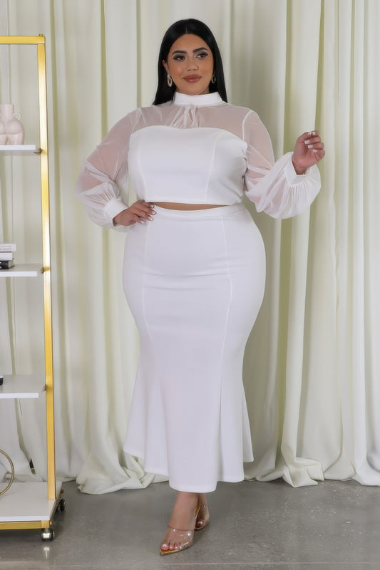 Plus Size Vision in White Stretch Maxi Skirt Set image 3