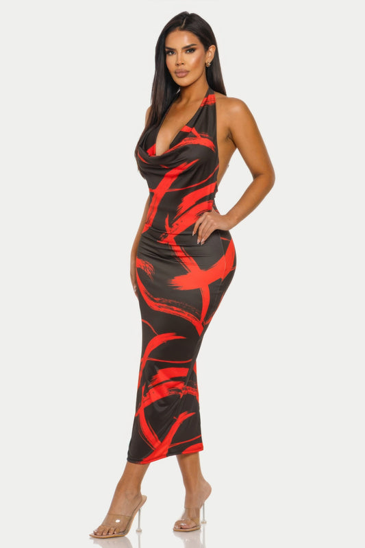 Fierce Stroke Halter Midi Dress image 2
