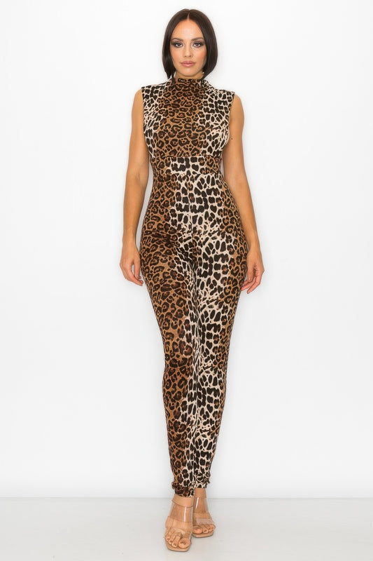 Animal Open Side Detail Skinny Jumpsuit image 2
