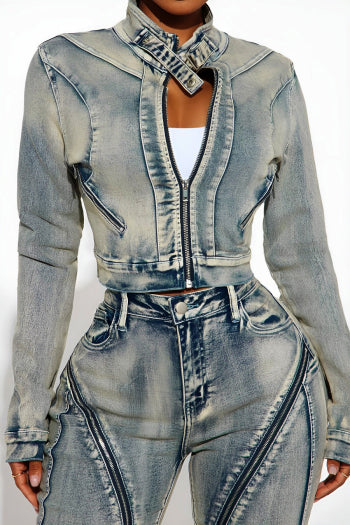 Zip Edge Denim Two-Piece Set image 2