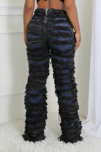 Grunge Style Plus Size Ripper Jeans