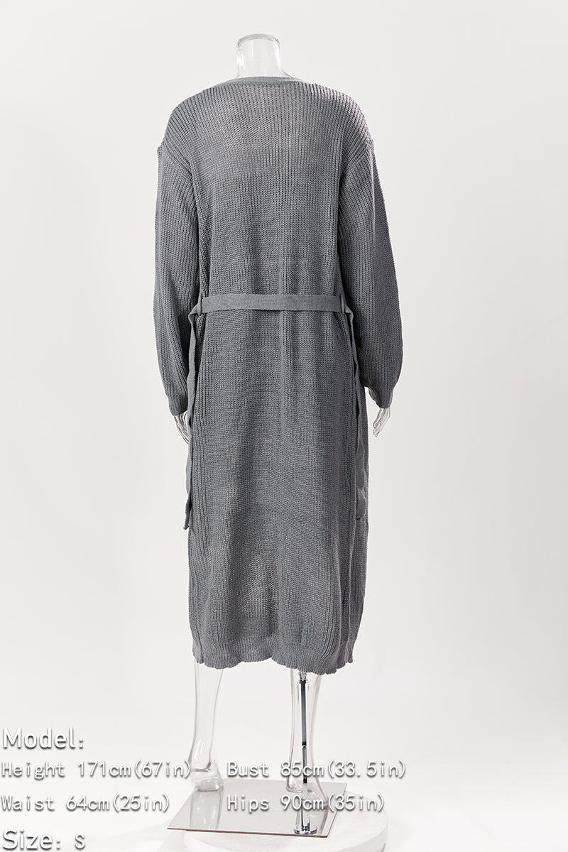 Comfy Knitted Short Set with Belted Cardigan
