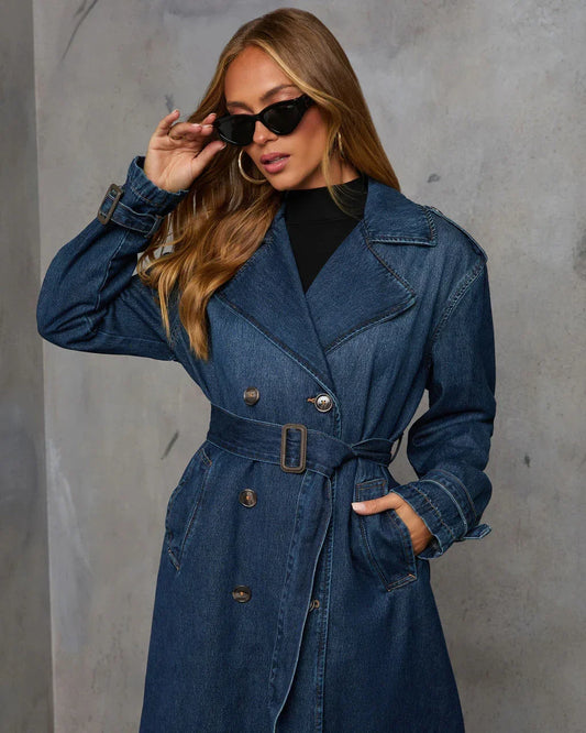 Women’s Mid-Length Denim Trench Coat image 2