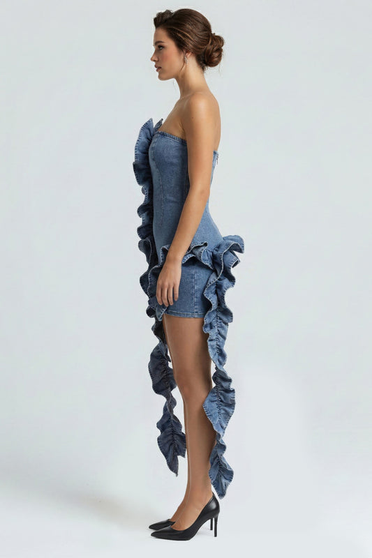 Wild Cascade Denim Sculpt Dress image 2