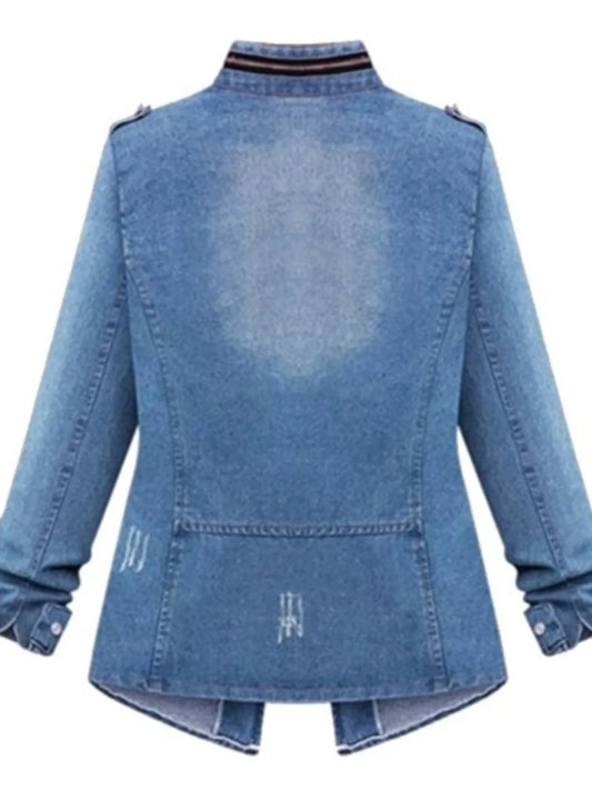 Double Pocket Zip Up Denim Jacket image 2