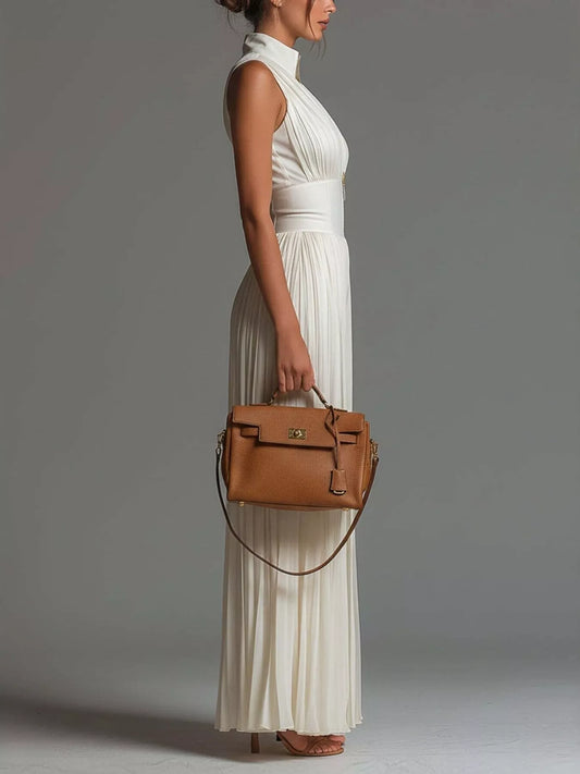 Sleeveless Pleated Jumpsuit with Front Zipper image 3