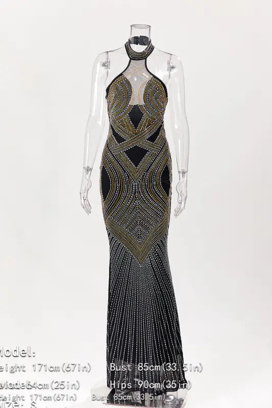 Hollywood Rhinestone Beaded Floor Length Dress image 3