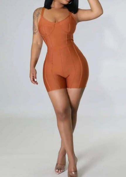 Rust color strapless short romper for those hot days and summer nights-Blazing Beauty Ave