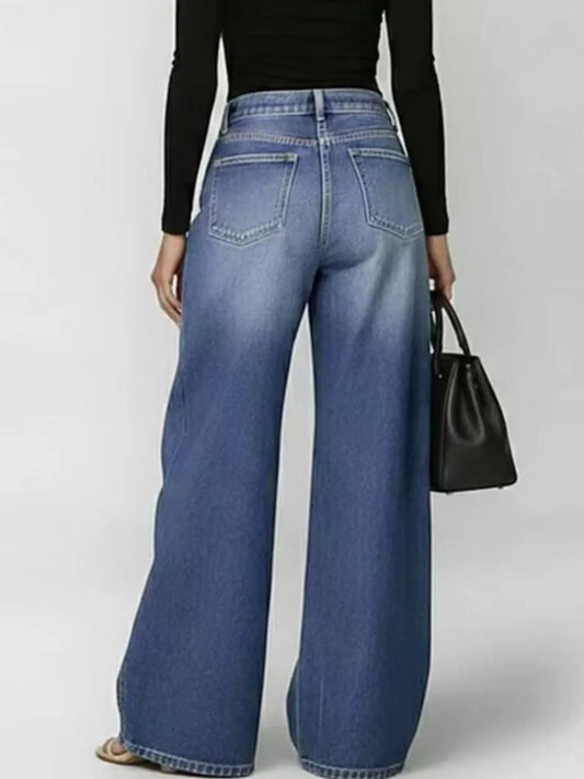 Wide Leg Jeans with Eyelet Details image 2