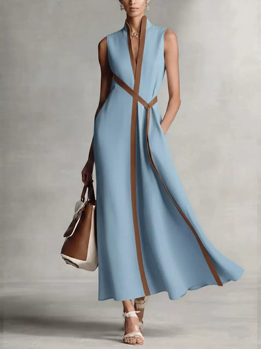 Contrast Trim Sleeveless Maxi Dress image 3