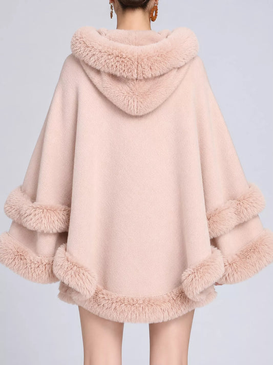 Faux Fur Trimmed Hooded Cape image 3