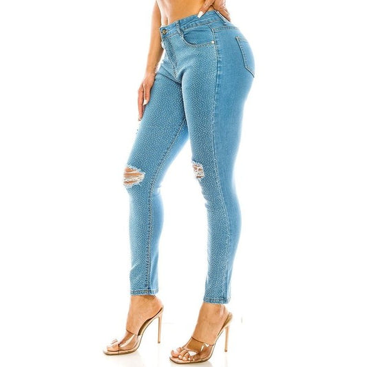 Brilliant Chic Rhinestone Denim Pants image 2