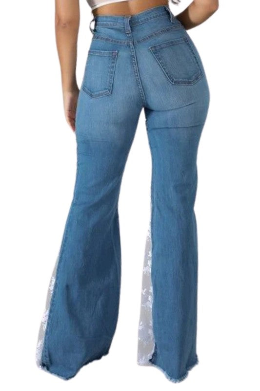 Lace Bell Bottom Jeans image 3