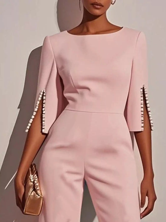 Wide-Leg Jumpsuit with Slit Sleeve image 2