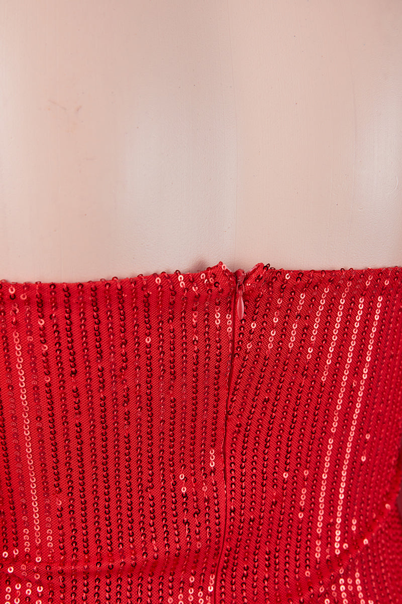 Plus Size Sequin Mini Dress with Sheer Off-the-Shoulder Sleeves