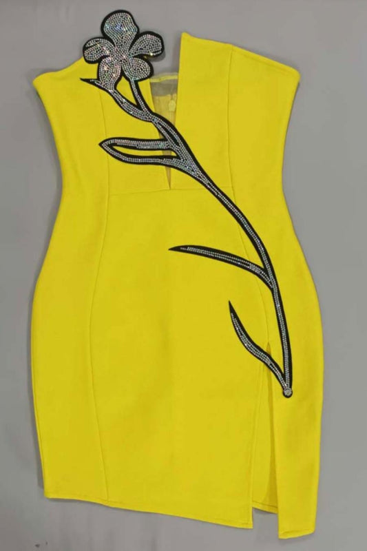Golden Bloom Strapless Appliqué Gown image 3