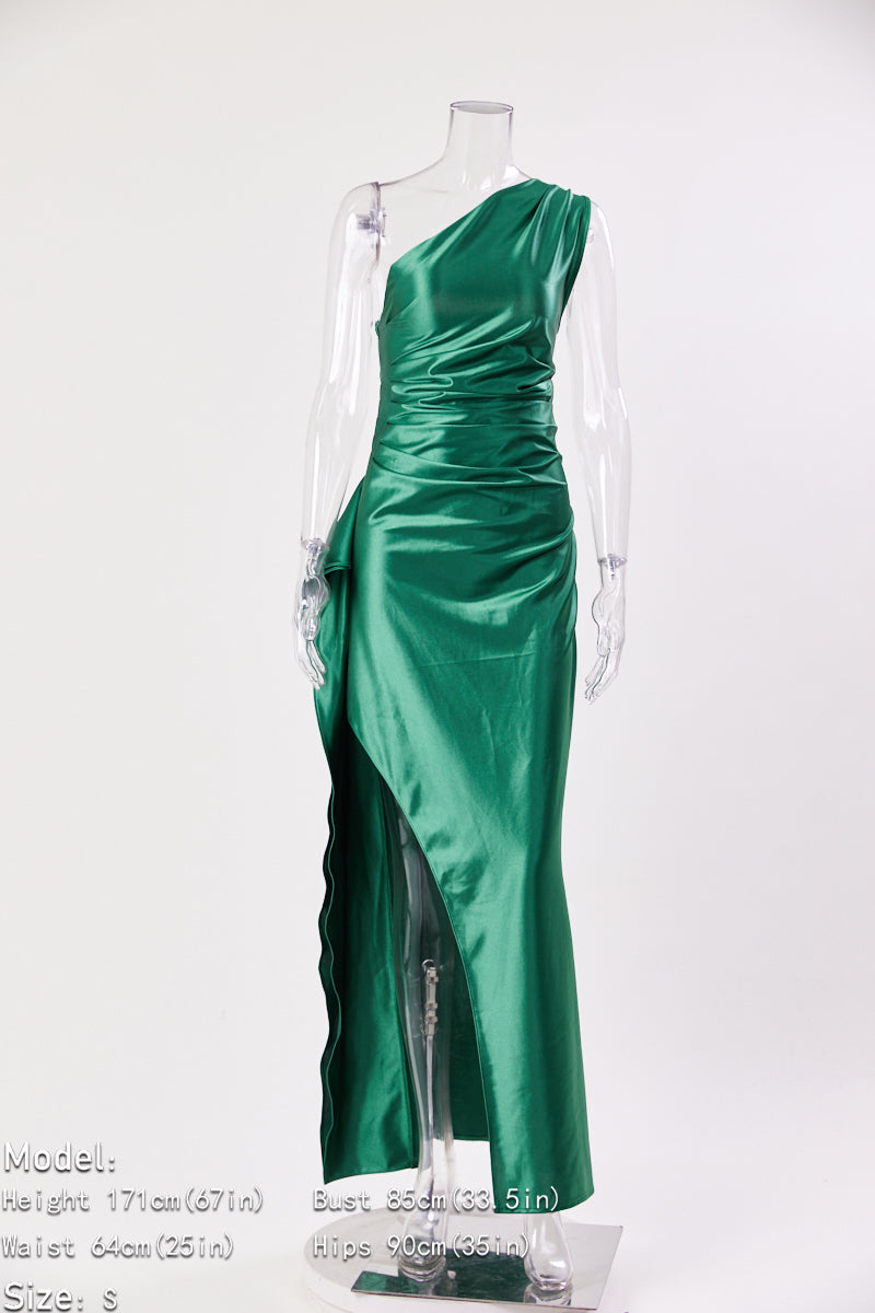 Satin Siren One-Shoulder Maxi Dress