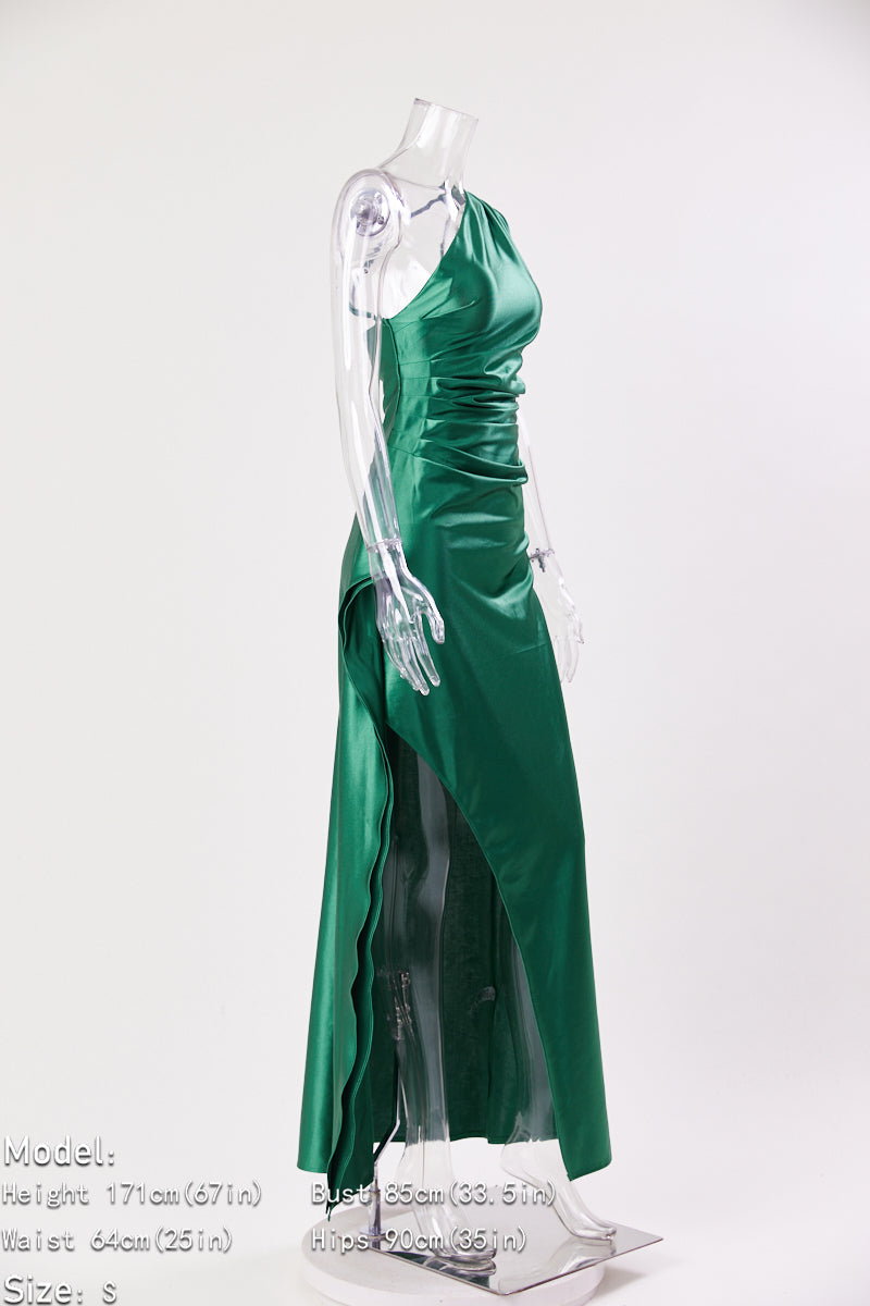 Satin Siren One-Shoulder Maxi Dress