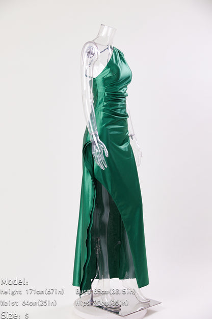 Satin Siren One-Shoulder Maxi Dress