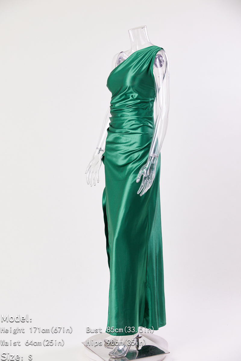 Satin Siren One-Shoulder Maxi Dress