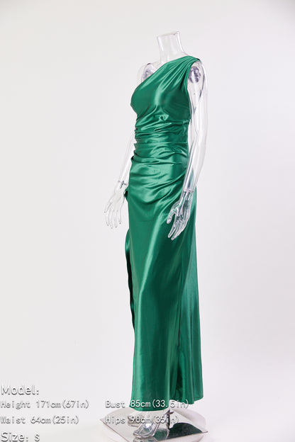 Satin Siren One-Shoulder Maxi Dress