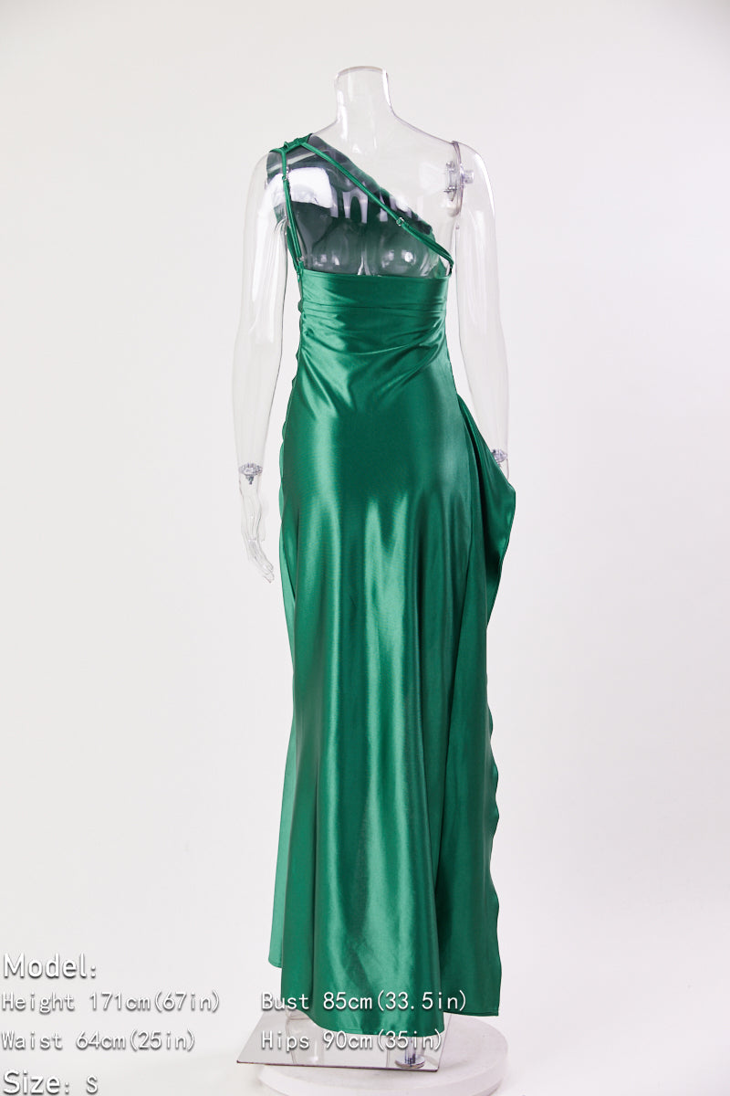 Satin Siren One-Shoulder Maxi Dress