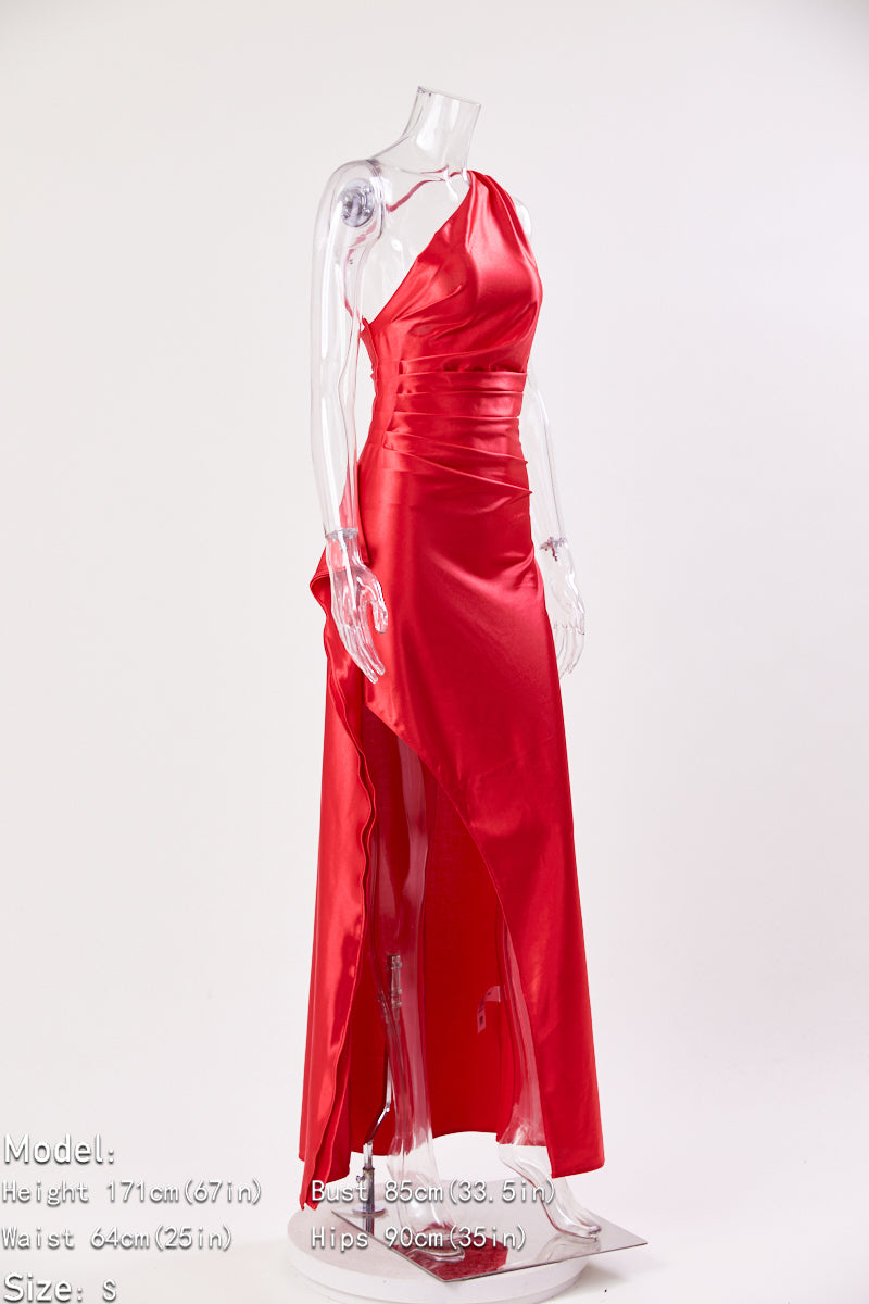 Satin Siren One-Shoulder Maxi Dress