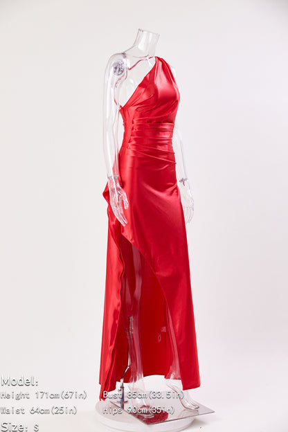 Satin Siren One-Shoulder Maxi Dress