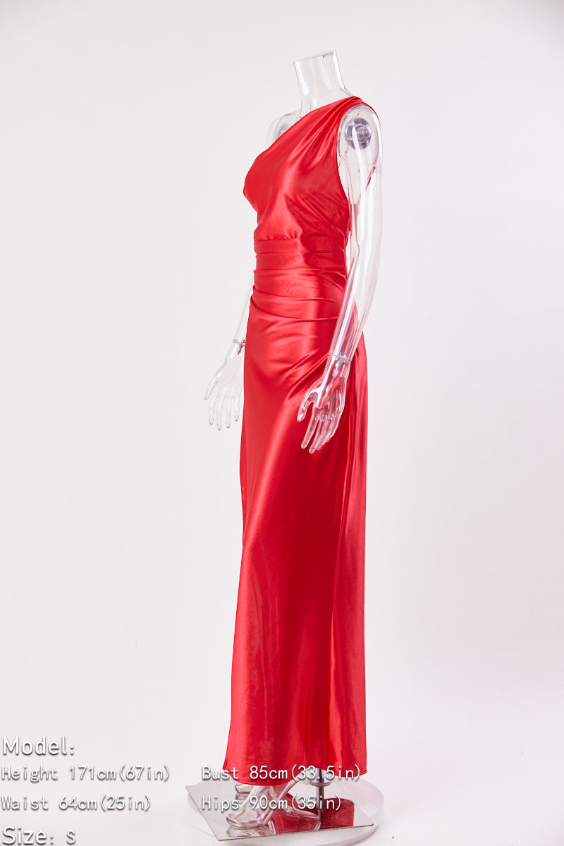 Satin Siren One-Shoulder Maxi Dress