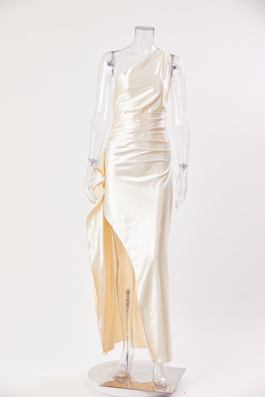 Satin Siren One-Shoulder Maxi Dress