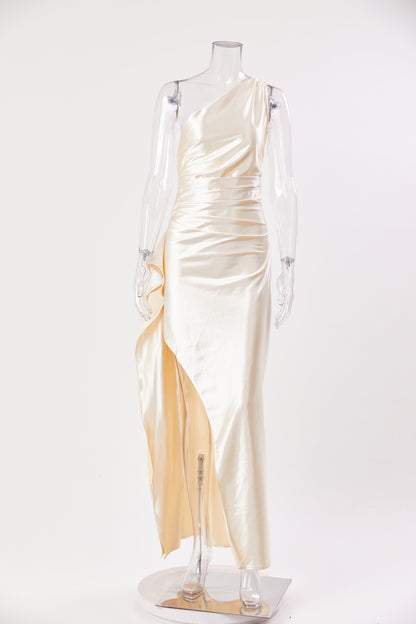 Satin Siren One-Shoulder Maxi Dress