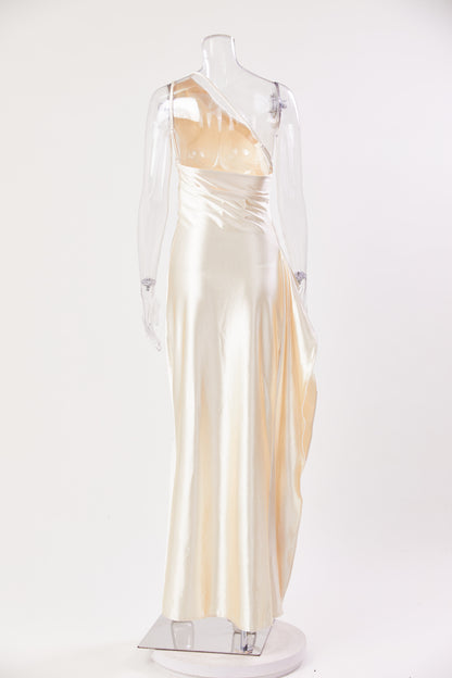 Satin Siren One-Shoulder Maxi Dress