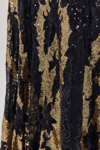 Elegant Sequin Padded Long Sleeve Maxi Dress - High Quality Slight Stretch Gown