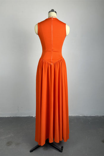 Plus Size Solid Hollow Maxi Dress