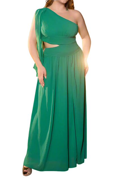 Elegant Plus Size Hollow Slit Maxi Dress